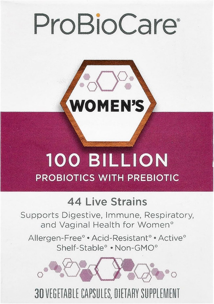 ProBiocareProbiotic pentru femei 100 Miliarde CFU, Suporturi Digestive, Imun & Gut Health Promoveaza Balance sanatoasa Microbiome & Absorbtie nutrient (30 Capsule vegetale)