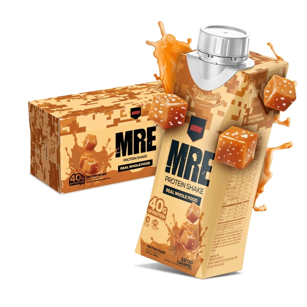 REDCON1 MRE gata să bea Shake-uri de proteine, Caramel sărat - băuturi proteice cu surse întregi de alimente - zahăr fără RDT Shake Formulat pentru sportivii de combustibil în orice moment (12 ambalaj)