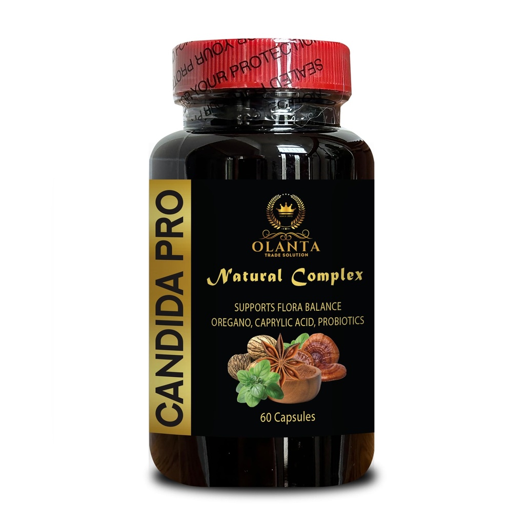 Supliment de suport Candida - capsule cu acid caprilic, Suplimente Candida cu concentraţie suplimentară pentru bărbaţi şi femei, extract de nuc negru - 1 flacon 60 capsule