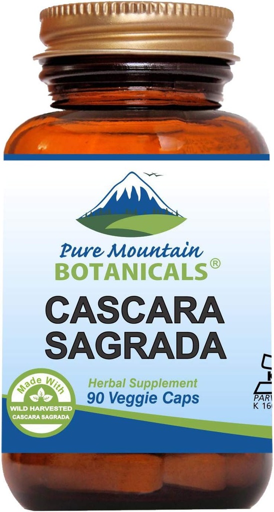 Capace pure de munte Botanica Cascara Sagrada - Vegan Kosher Caps Acum cu 400mg de Wild Harvest Cascara Sagrada Aged Bark Supliment