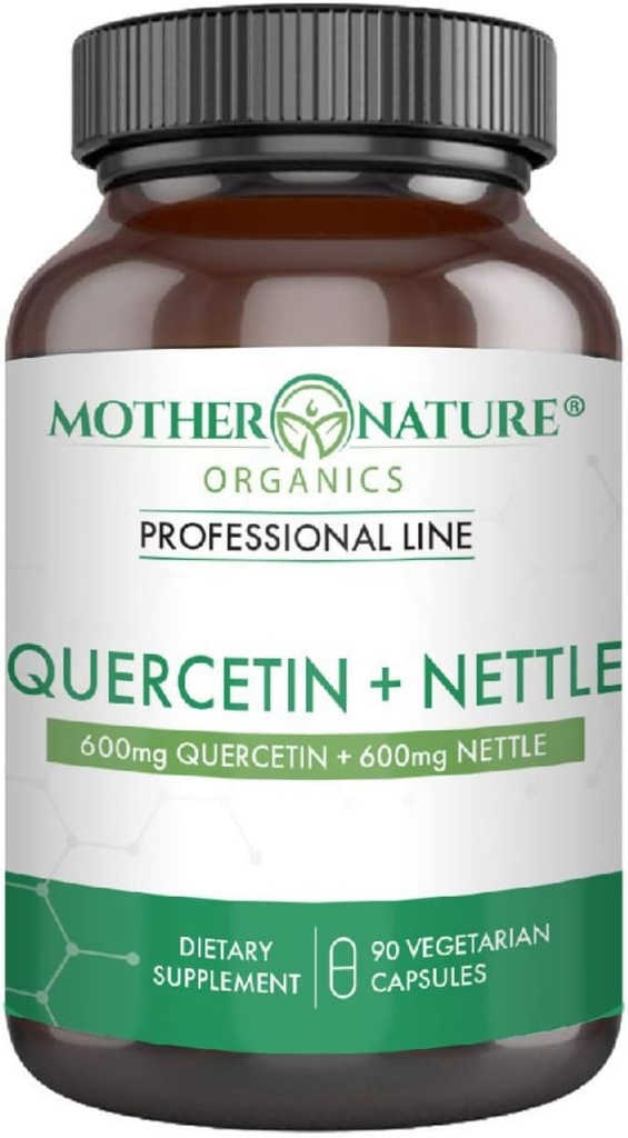 Querbetin 600mg & Nettle 600mg - Suplimentul Flavonoidelor Naturale pentru Iritante Sezoniere, Răspuns Imun, Îmbătrânire Sanatos si Longevitate - Non Drowsy, Non OMG, Vegan - (90 capsule)