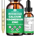 Calciu Magneziu Drops lichid de zinc cu vitamina D3 K2, supliment de calciu de mare potențial Magneziu w/complex Magneziu, zinc, Theanine