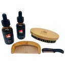 G.B.S Tot setul natural de înrobiri cu barbă - include pieptene cu barbă de lemn, perie cu barbă de călătorie și pieptene cu mustață - Perfect pentru orice textură de păr
