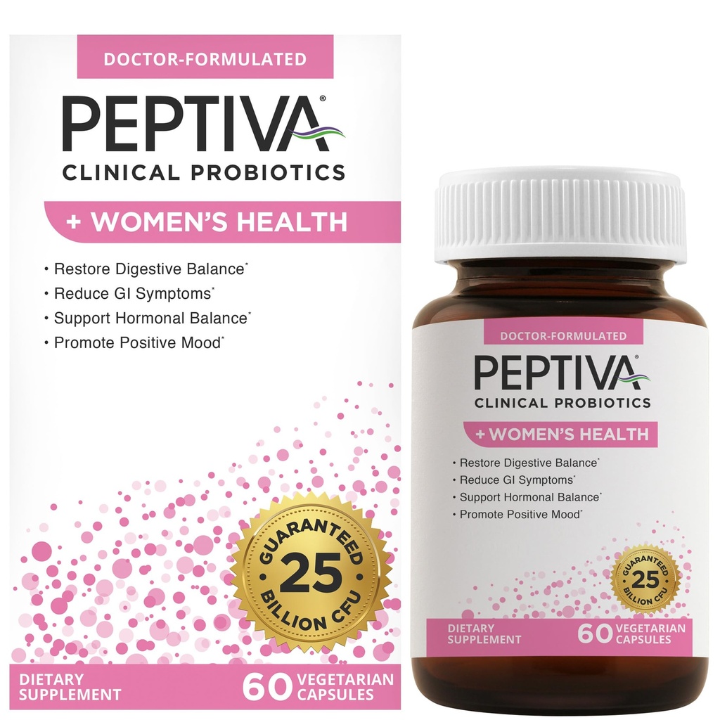 Peptativa Probiotice pentru Sănătatea Femeilor - Suport Probiotic și Digestiv pentru Femei, 25 Miliarde CFU, Probiotic Multi-Tren, Lactobacillus Acidophilus, Bifidobactery - 60 Capsule vegetariene