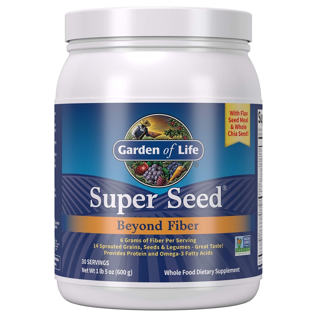 Gradina de viata Super Seminte - Vegetarian întreg alimente Fiber Supliment cu proteine și Omega 3, 5oz (600g) Pulbere