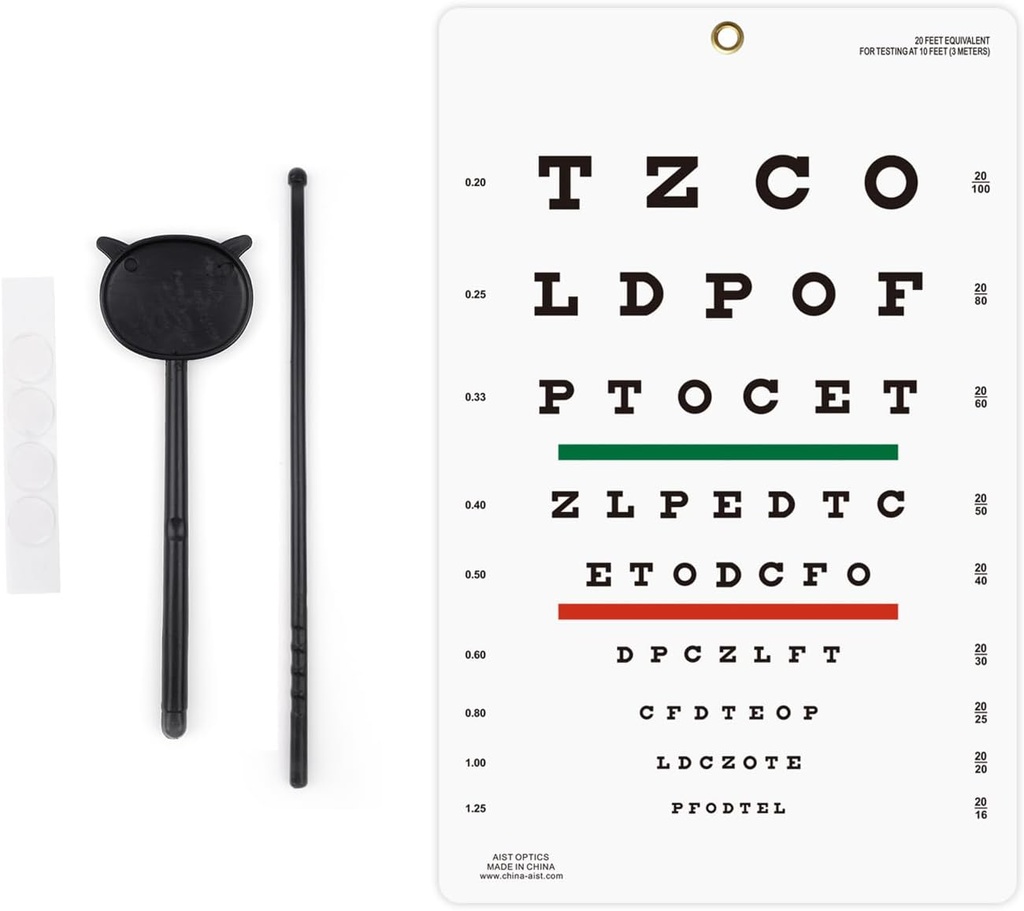 Eye Chart Snellen Eye Chart Wall ChartSnellen 10feet Charts for Eye Exams Eye Eye Eye Eye Eye Eye Oye Sticker 9 X 14 inch with Eye Ocluder and Pointer 4 Fixation Patches