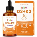 NutraChamps Kids Vitamina D 3 K2 picături, vitamina D3 & K2 MK-7, vitamina D lichidă pentru copii 1000 UI, oase sănătoase, inimă și sistem imunitar, Supliment fără zahăr pentru copii mici, 300 Serviri