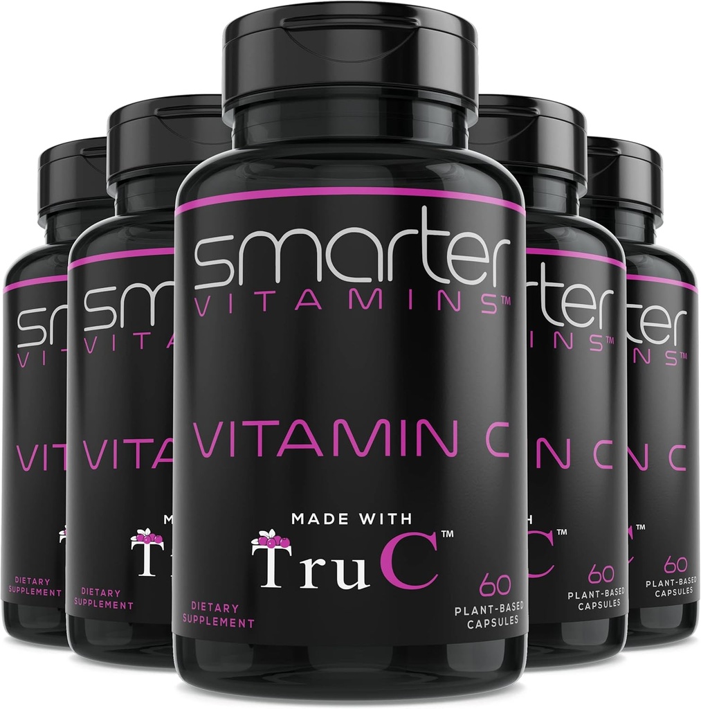 5 Pachet) Vitamina C cu alimente integrale brute din Berries, Antioxidanti Premium, Bioflavonoizi si Polifenoli, 300 Capsule Vegane
