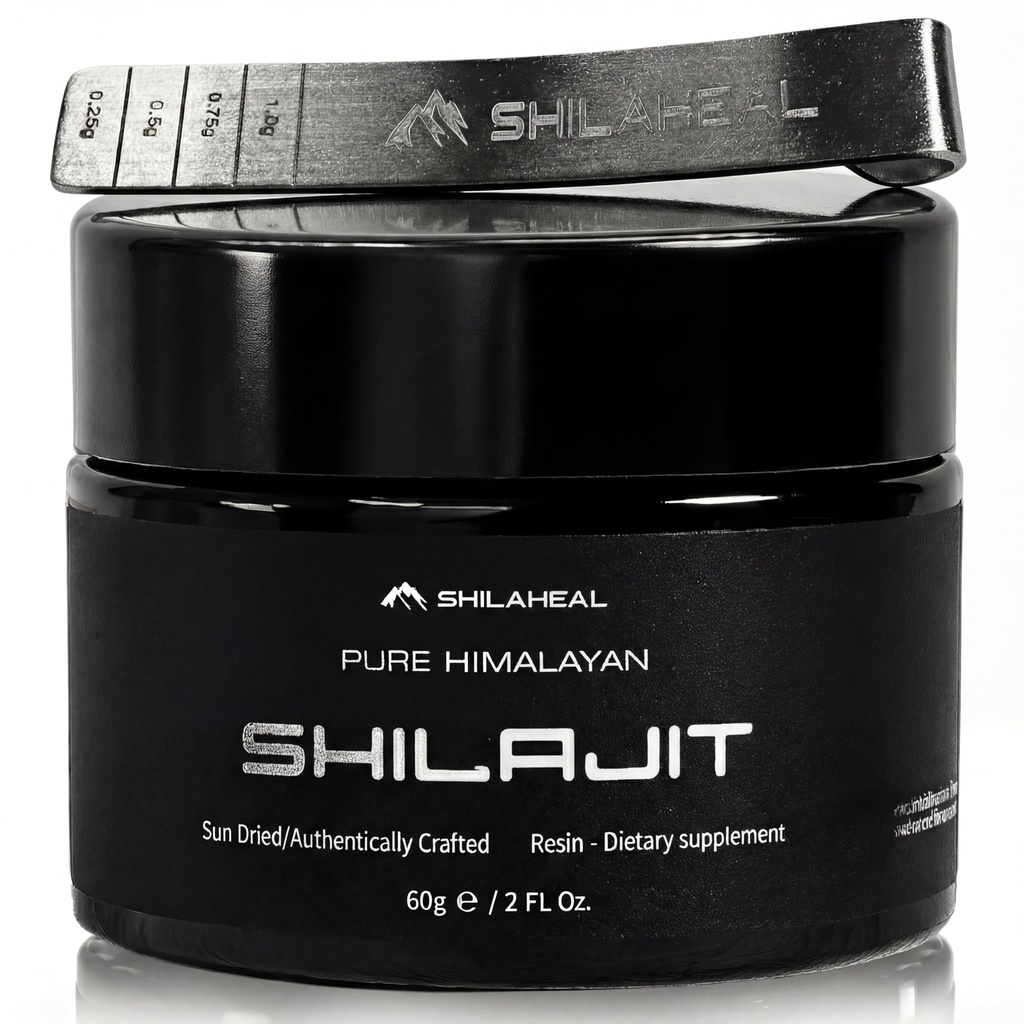 Shilajit Autentic Himalayan Shilajit Resin pentru bărbați și femei, Acid fuzilic ridicat, energie și rezistență, suport imun, 85+ Trace Minerals, Lab testat organic Shilajit Resin, 100% Natural, 60 Grams