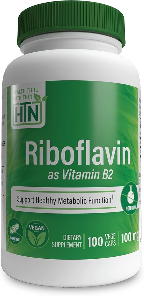 Health Thru Nutrition Riboflavin 100mg Vitamina B2 100 Vegecaps 