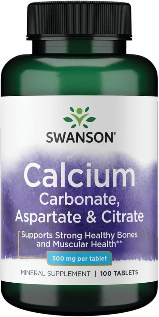 Swanson Calciu (Carbonat Aspartate & Citrate) 500 Milligrams 100 Tabs