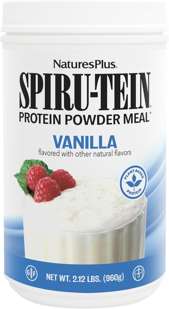 NaturasPlus SPIRU-TEIN, Vanilie - 2,12 lbs, Pachet de 3 - Spirulina Pulbere de proteine - Vitamine si Minerale pentru Energie - Vegetarian, Gluten gratuit - 96 Serviri totale