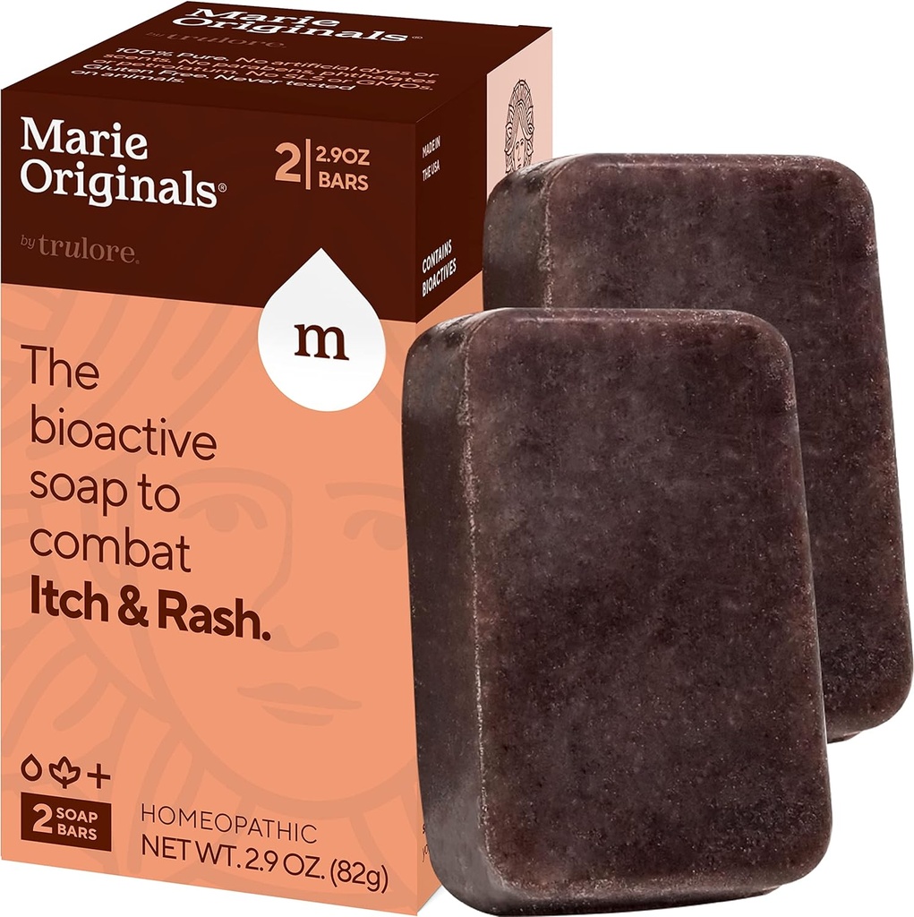 Marie Originals Itch Relief Sapun Body Wash Bar - Toate naturale Instant Relief de insecte bite, pui Pox, Chiggers și alte Iritații ale pielii, adică. Săpun calmant anti- mâncărime (2 ambalaj)