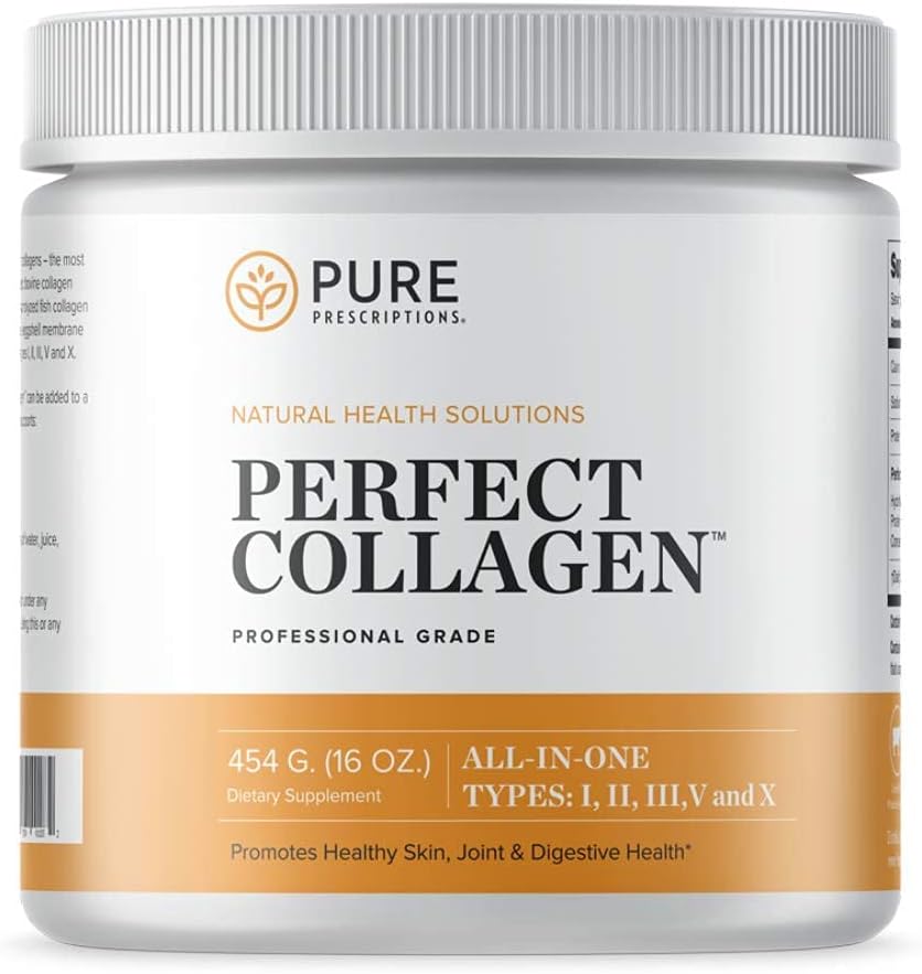 Pure Hidrolyzed Multi Colagen Peptides Proteine Powder Supliment - Tipurile I, II, III, V, X - 5 Tipuri de iarbă Fed, Wild Caught Food Sourced Colagen - 16 oz Pouch - Flavorless