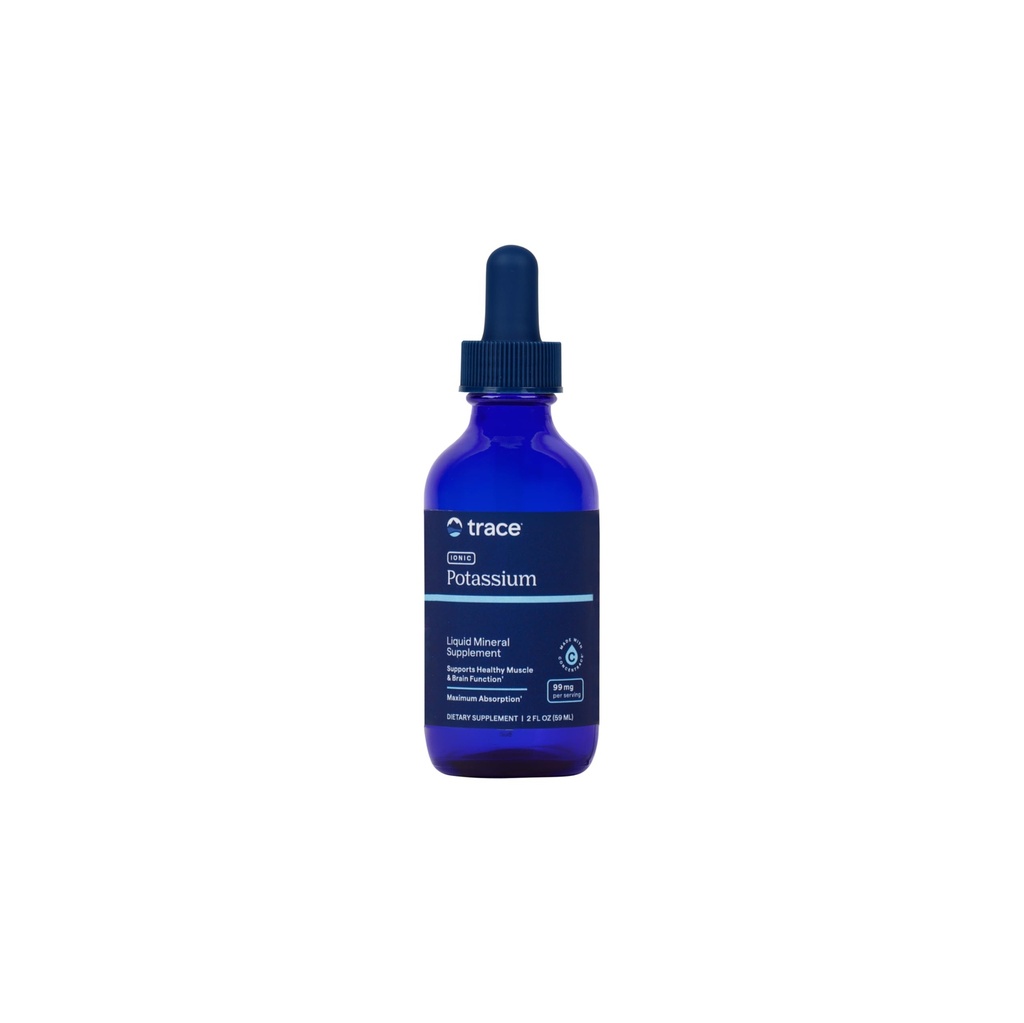 Trace Minerals Ionic Potasiu - supliment de potasiu lichid pentru funcţia sănătoasă a creierului şi muşchilor - Suport pentru nervi - Absorbţie uşoară - Vegan - Non-GMO - Nearomat - 2 fl oz (32 Servings)