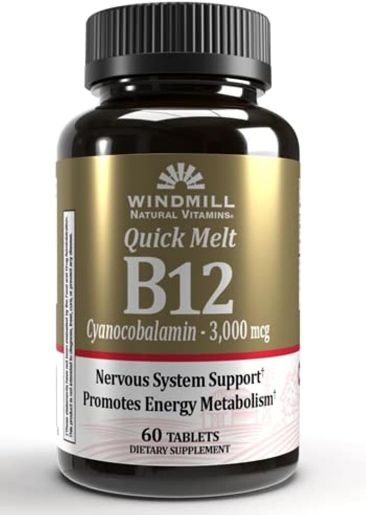 Windmill B-12 3000 mcg Quick Melt Tablets 60 Fiecare (Pachet de 2)