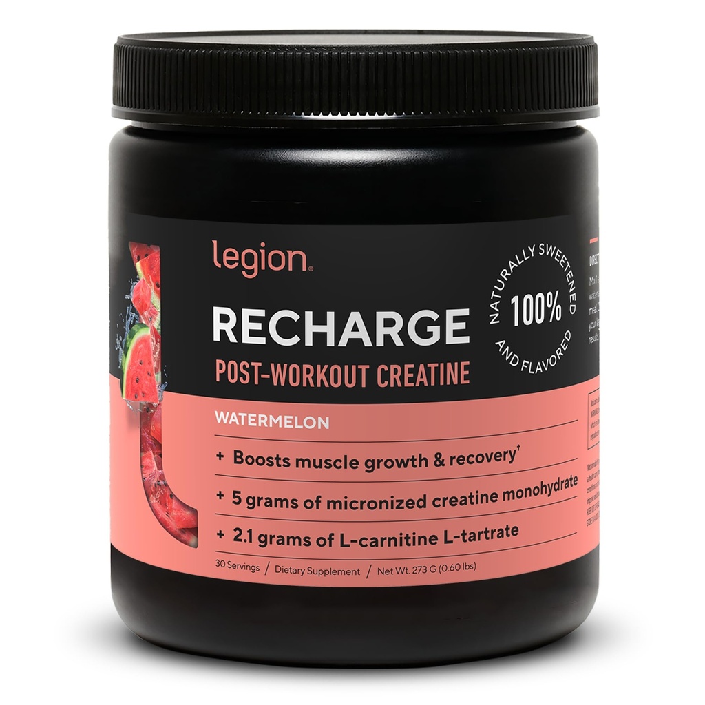 LEGION Reîncărcare post supliment antrenament - toate Natural Muscle Builder & Recuperare băutură cu Micronited Creatin Monohidrat. Îndulcit natural & aroma, Safe & Healthy (Watermelon, 30 Serve)