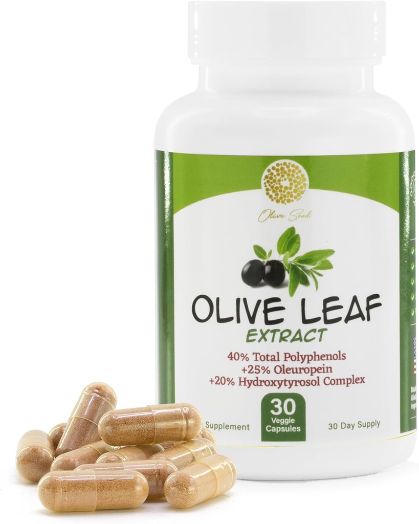 Extract de frunze de măsline - 500 mg - Supliment Standardizat la 25% Oleuropeină - 20% Hidroxitirozol - 40% Polifenoli - non-GMO + gluten gratuit + lactate gratuit + soia gratuit + Vegan (30 capsule)