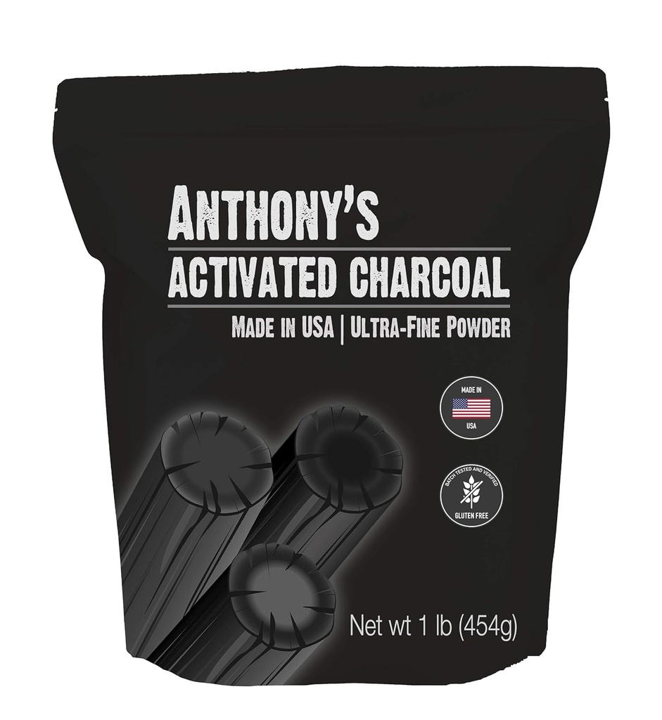 Anthony activat Charcoal, 1 lb, Made in USA, Ultra Fine, Gluten Free & Food Grad