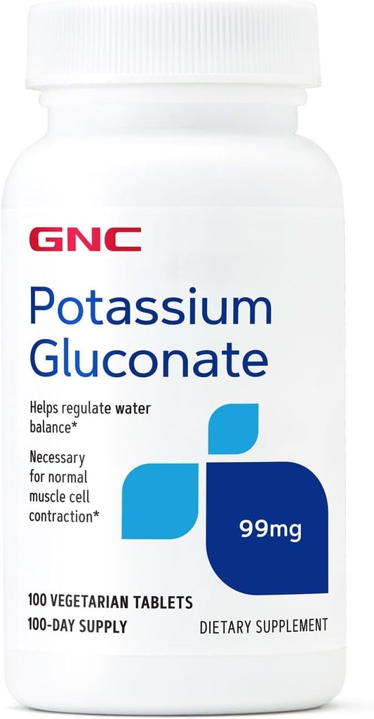 GNC Potasiu Gluconat 99mg, 100 comprimate, susţine funcţia normală musculară