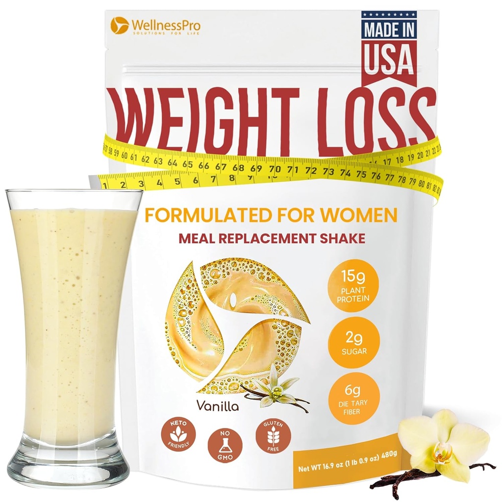HARMONIFY Masa de înlocuire Shake pentru femei cu aroma de vanilie, Keto Frıendly, Kosher Certfied Proteine pulbere, Pre & Probiotice pentru digestia ușoară, fără sucraloză Inclus, 16,9 Oz