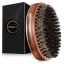 BFWood Boar Bristle Beard Brush - Black Wood Walnut Military Style, Men Mustață de lemn