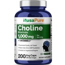 NusaPure Choline Bitartrate 1000 mg 200 Capsule vegetale (Vegan Vegetarian, Non-GMO)