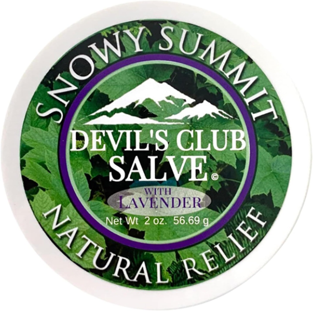 Snowy Summit Alaska Devil's Club Lavender Salve - Handmade Skin Care Ointment with Lavender - Natural Muscle Rub with Premium, Responsabil Sourced Plant Materials - Made in USA - 2 oz