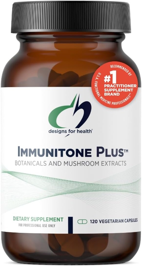 Design-uri pentru sănătate Herbal Immune Support cu ciuperci, Echinacea, Ceai Verde, Astragalus + Elderberry - Imunitone Plus Pastile - Supliment non-GMO (120 capsule)