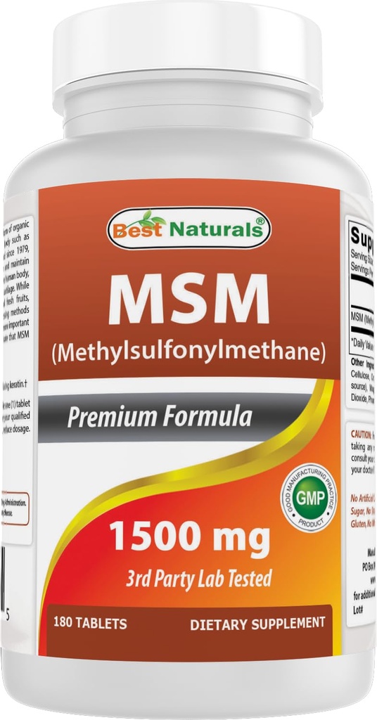 Cele mai bune naturale MSM 1500 mg 180 comprimate