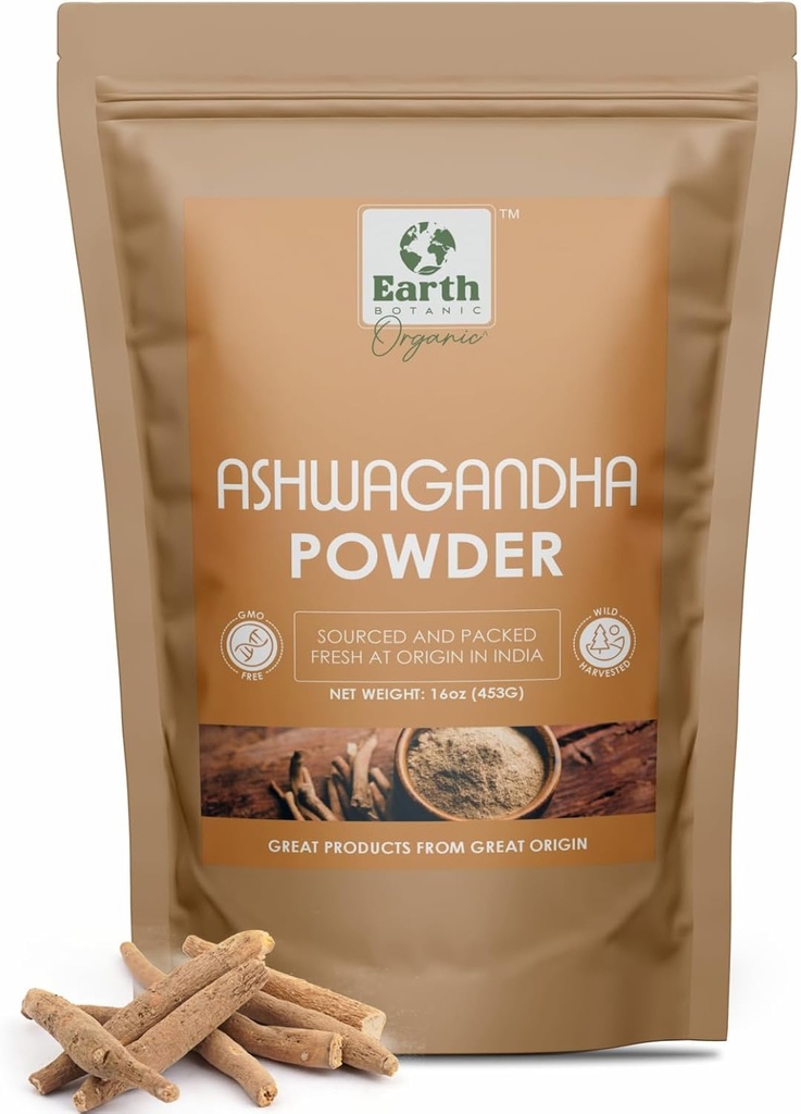 Ashwagandha Root Powder 453g (16 oz) - Non OMG & Gluten Free - Withania Somnifera Soursed from India (Pachet de 1)
