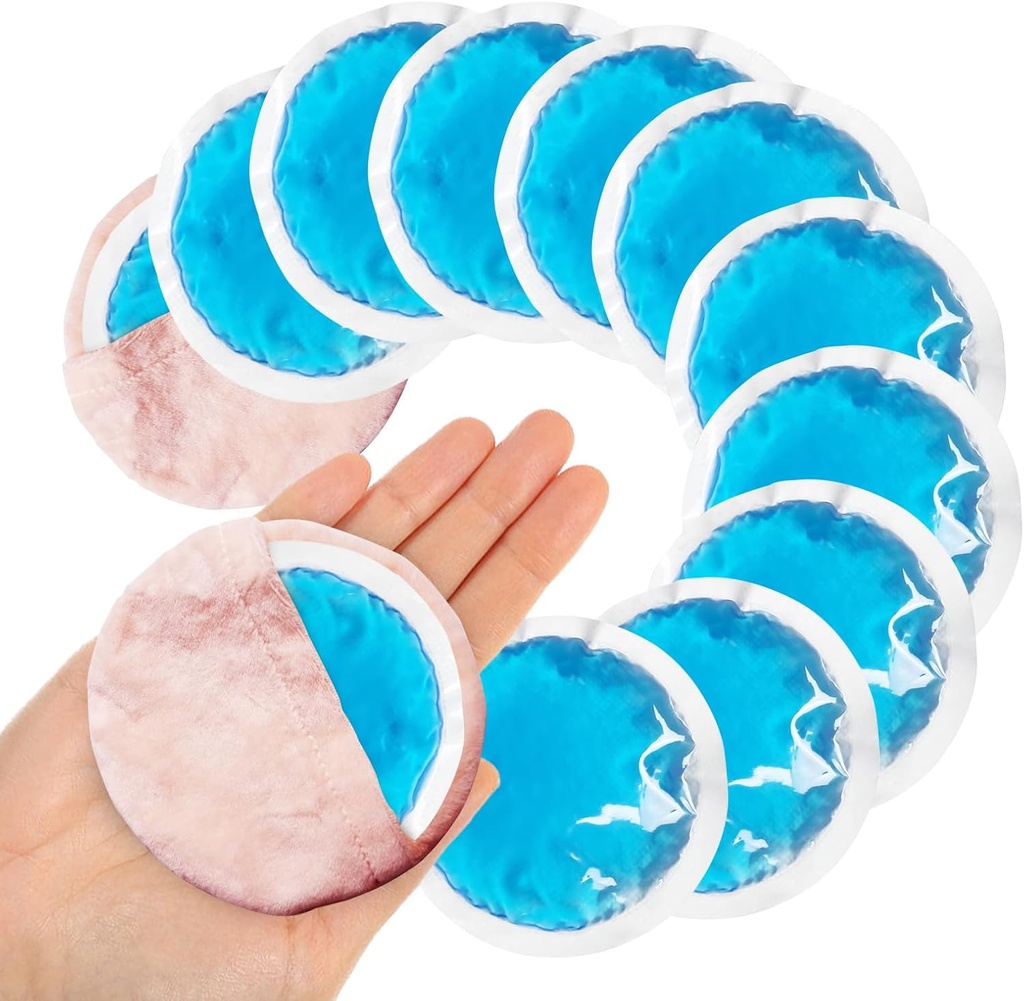 Pachete mici rotunde de gheaţă pentru leziuni, 12 Pachete de gheaţă moale cosmetice pentru faţă, Reutilizabil Hot Cold Gel Pack Circlery Compress cu 2 Wrap for Pain Relief, Toothaches, Sanpt Chirurgie, Wisdom Teeth