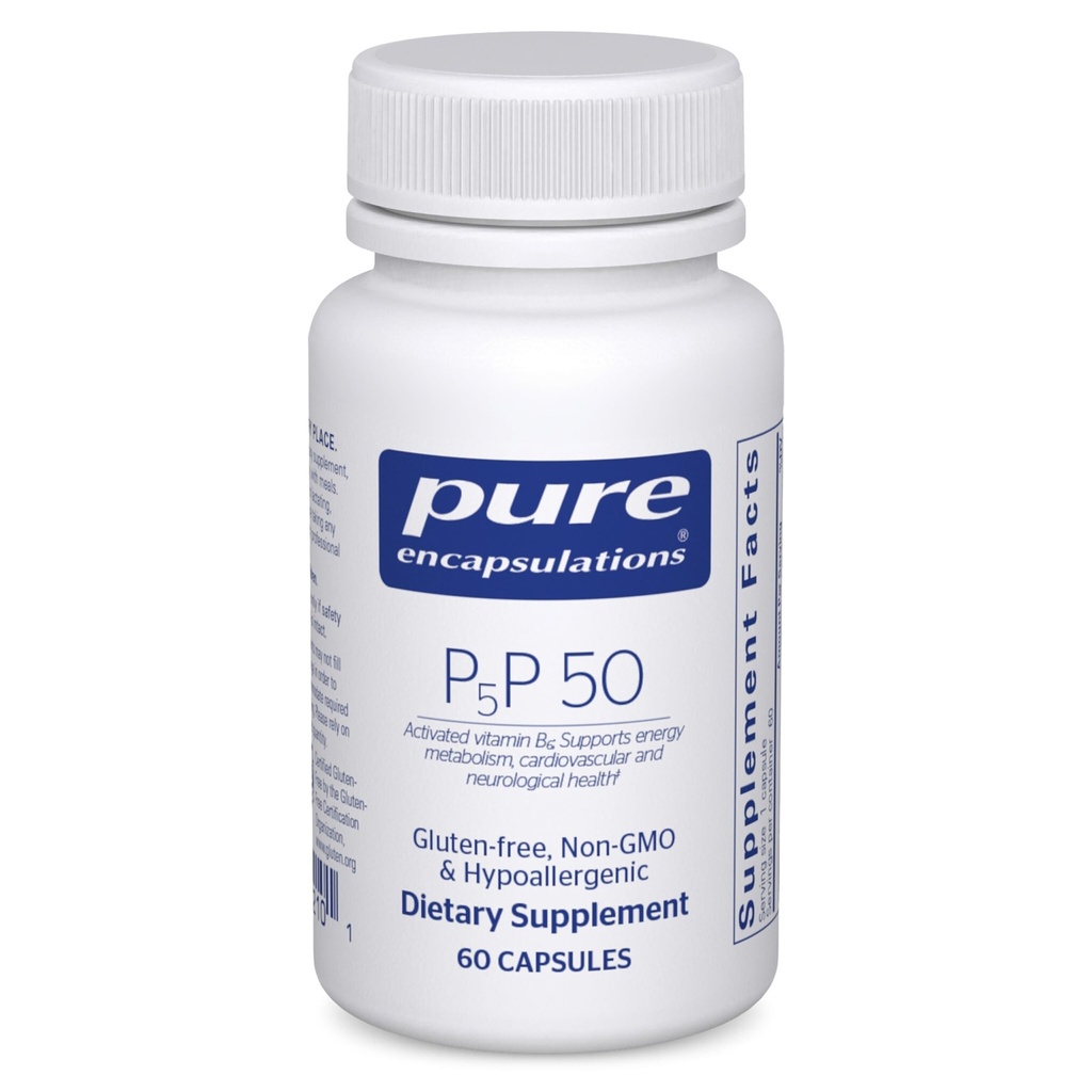 Pure Encapsulations P5P 50 - Active Vitamina B6 - Suportă Energie Metabolism & Brain Health* - Gluten Free & Non-GMO - 60 Capsule