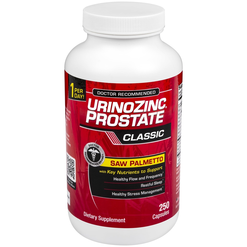 Urinozinc supliment de prostată clasică pentru bărbaţi, 1 capsulă pe zi, Saw Palmetto & B Vitamine (peste 8 luni de aprovizionare, 250 Conte)
