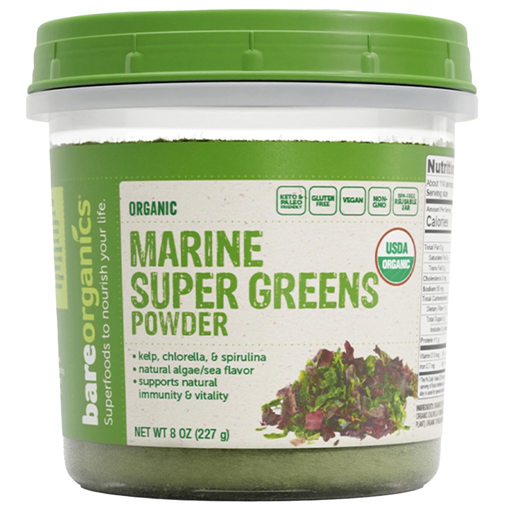 BareOrganics Marine Super Greens Powder 