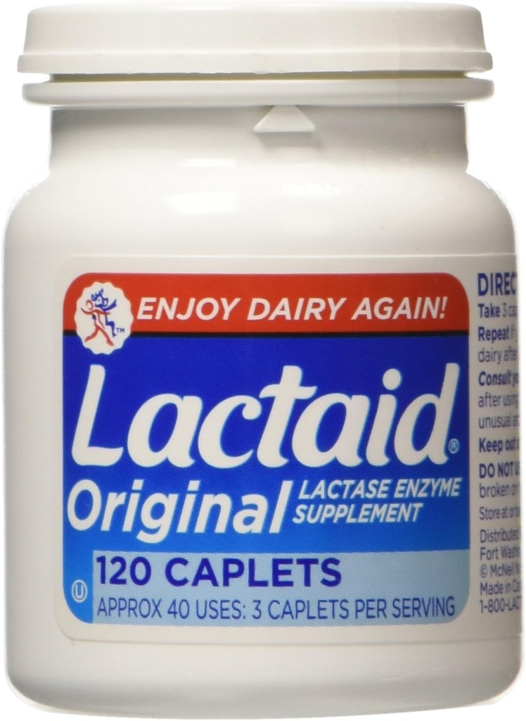 Lactaid Original Putere Lactase Enzyme Supliment, Caplete - 120 ea