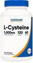 Nutricost L-Cysteine 1000mg, 120 capsule - non-GMO, Gluten Free Supplement, 500mg per capsulă