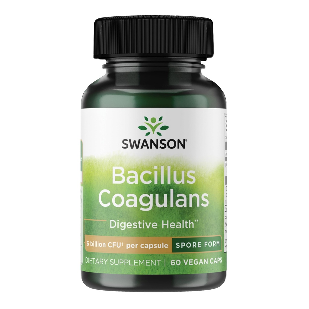 Swanson Bacillus Coagulans Spore-Form Probiotic pentru adulţi Căutarea de suport digestiv de valabilitate cu 6 miliarde CFU - Acid-Resistant (60 capsule Vegan)