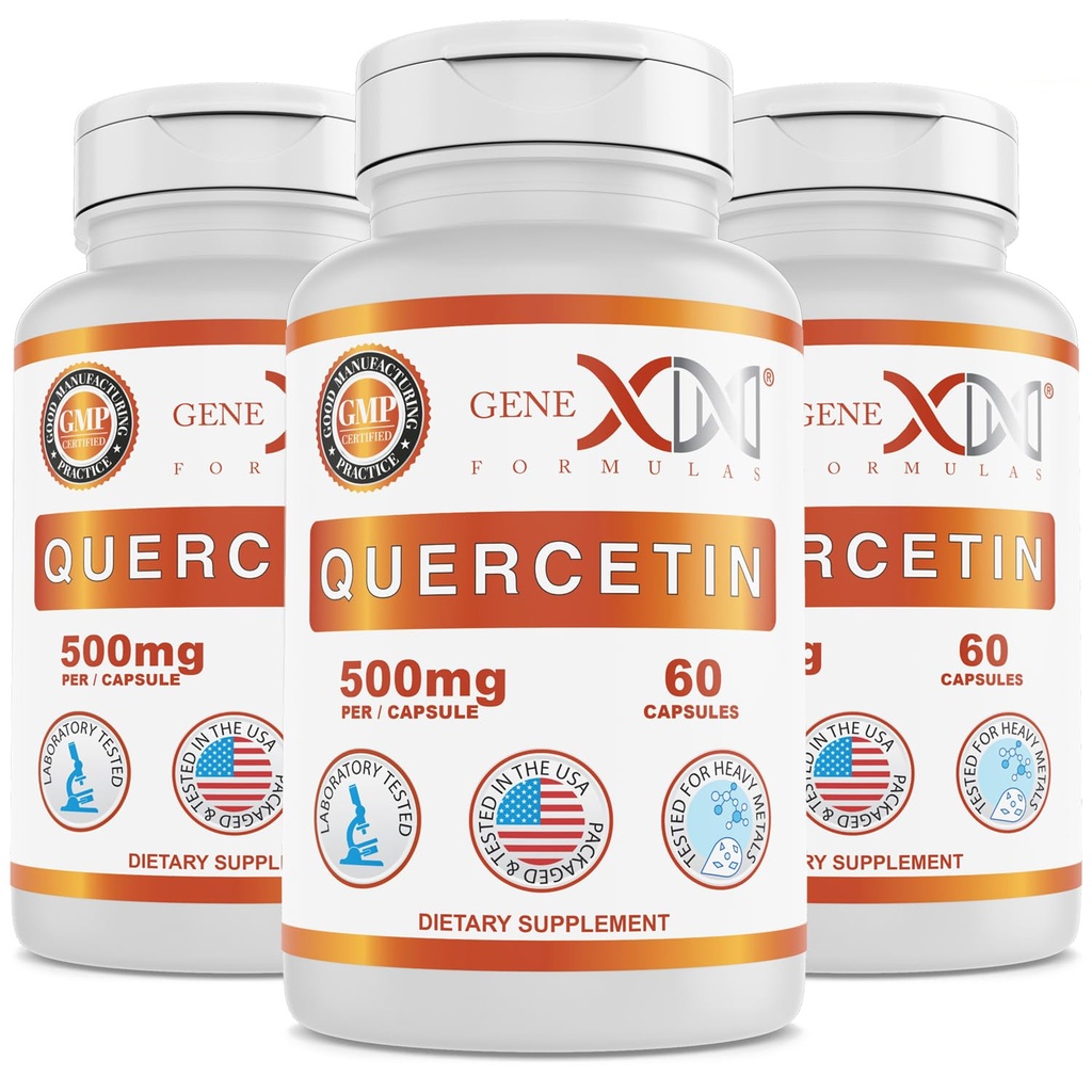 Genex Formulas Querbetin 500 mg (60 capsule) Non-GMO, Gluten-Free (3 ambalaj)