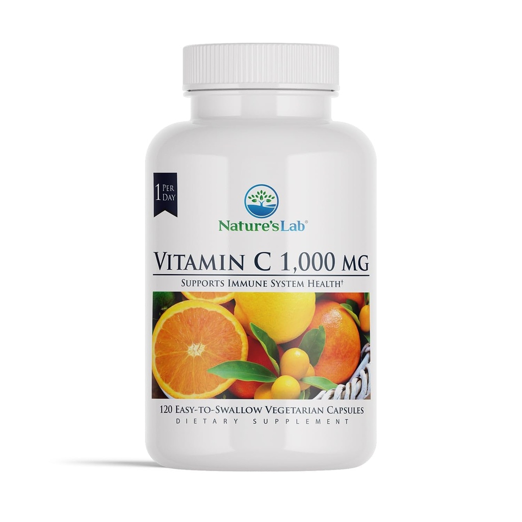 Natura's Lab Vitamina C 1000mg per capsule -Suports Immune System Health, 120 Count (Pachet de 1)