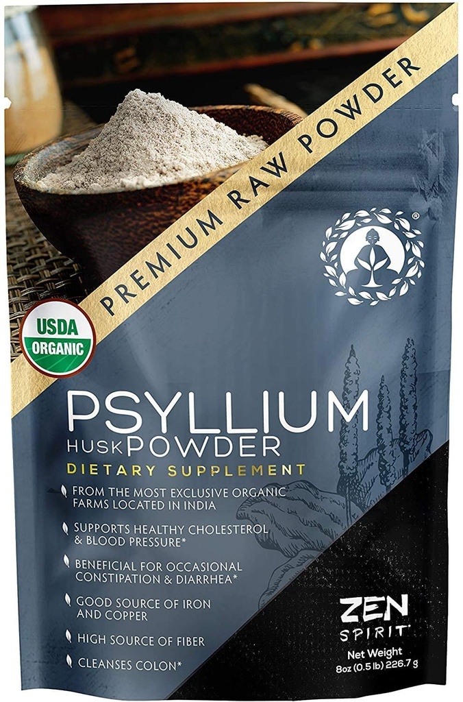 Psiliu organic Husk Powder - Premium Indian naturale solubile fibra Supliment, natural laxative, perfect Colon Cleanser & Body Detox - Gluten gratuit, Vegan & Keto prietenos (8oz)