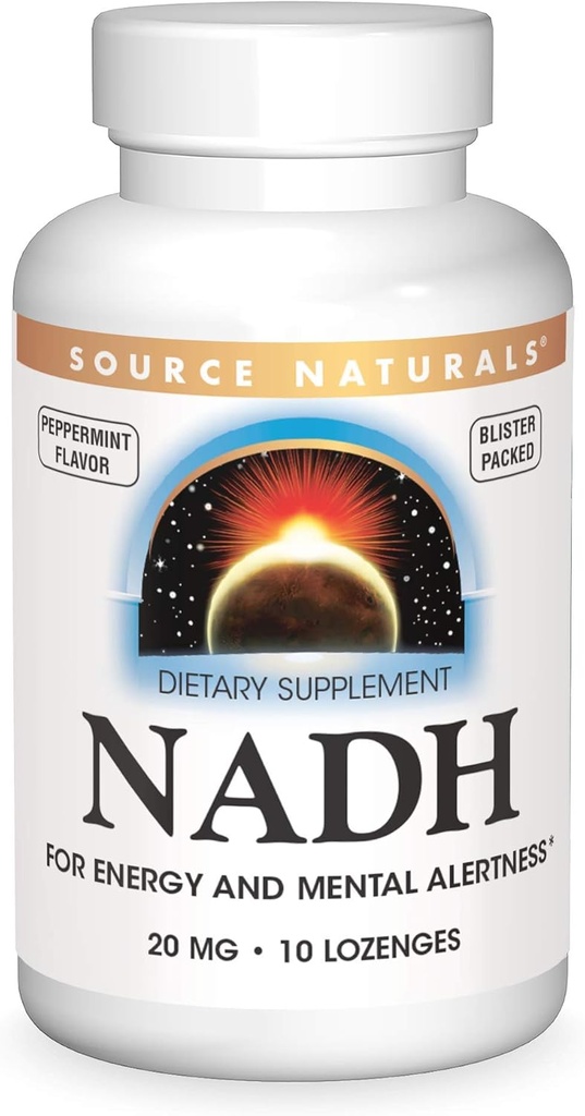 Sursa Naturals NADH 20mg, Boost Energy and Mental Alertness*, 10 Lozenges