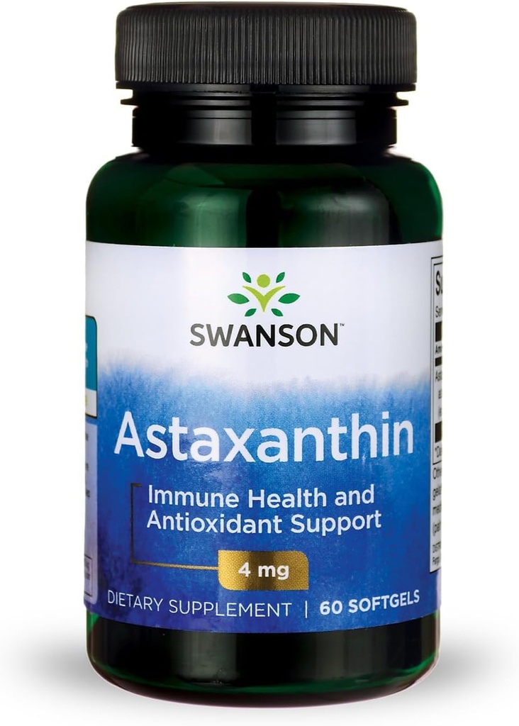 Swanson Astaxanthin Eye Vision Brain Skin Health Supplement antioxidant Supplement (Astaxantină 4 mg) 60 Softgels Sgels