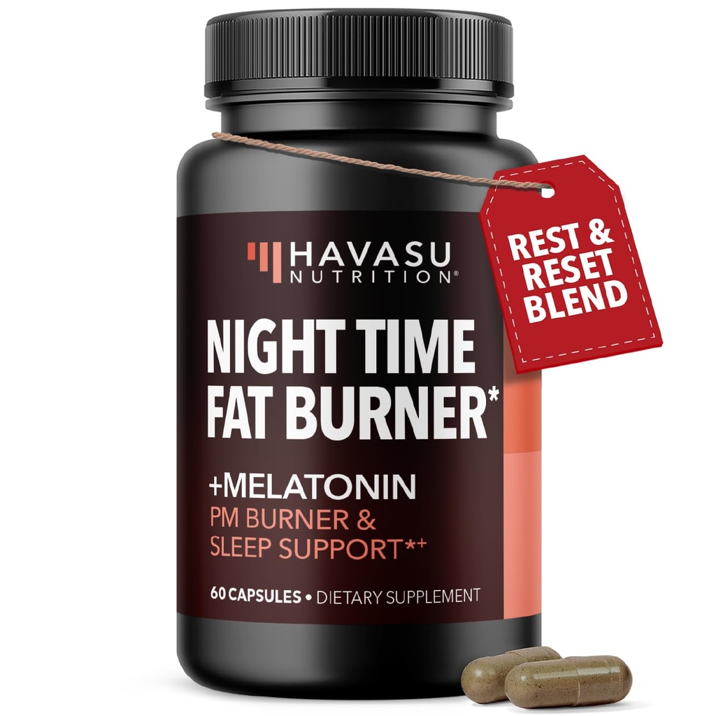 Night Time Fat Burner Capsule pentru bărbați și femei - Appetit Suppressant pentru pierderea in greutate cu alb rinichi Bean - 60 Conte - Metabolizare Booster cu Melatonina pentru Sleep Support - 2 luni de aprovizionare
