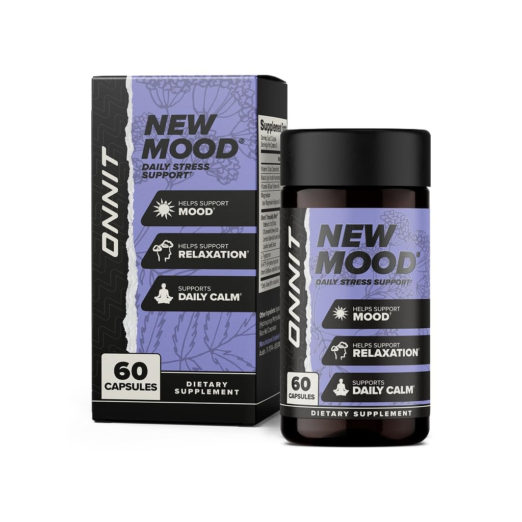 ONNIT Noi moduri de zi cu zi capsule de sprijin stres, IGENTM Non-GMO testate, somn şi menţinerea dispoziţiei suplimentare pentru bărbaţi şi femei, capsule de management de stres zilnic, 60 Conte