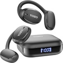 TOZO OpenEgo Open Earbuds Bluetooth Headphones, 80Hrs Playtime Hearbuds wireless cu earhooks, Digital Display, 32 EQ Modes, Clear Call, Confortable Wear, Sweat-Proof for Running Workout Black