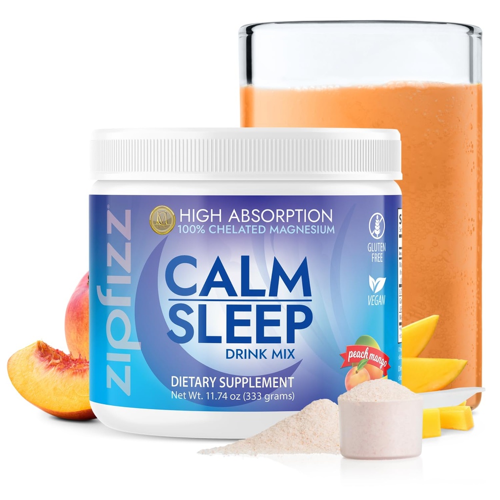 Zipfizz Nightly Calm & Sleep Supplement Powder, Peach Mango, 12,3 oz (30-60 Servings) 