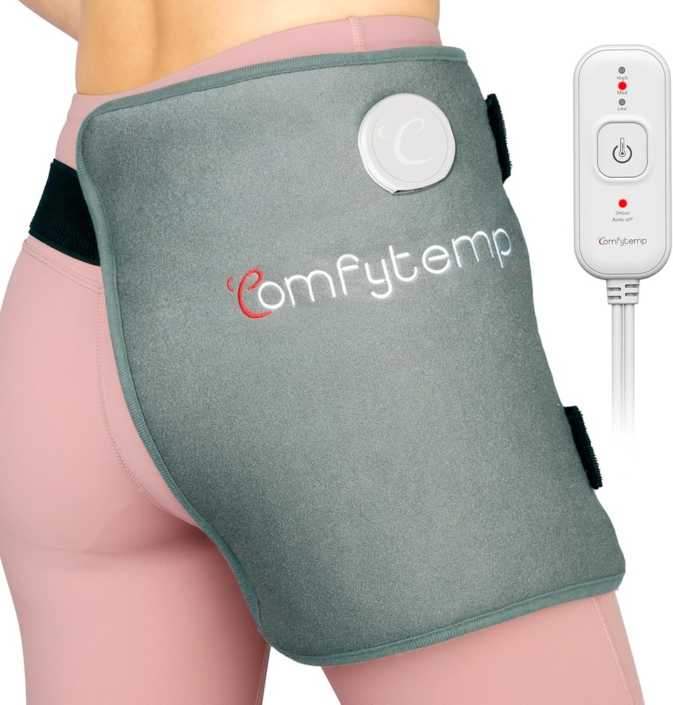 Compfytemp Hip Heating Pad pentru Hip Sciatica Pain Relief Hip Brace, Cadouri de ziua de nastere de Craciun pentru Mamei Femei Sotie barbati, Inferioara spate FSA electrice FSA eligibile HSA Heat Pad Hot Fizic Terapie (S/M)