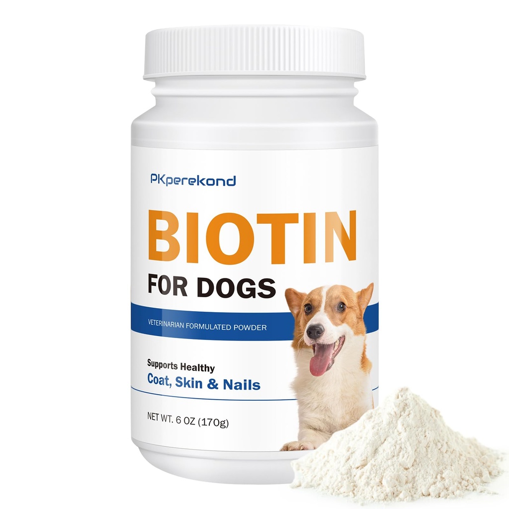 Biotina pentru câini, suporta blana lucioasa si pielea sanatoasa, intari unghiile cainelui, Biotin Powder Supplement for Dog Shedding, uscat Skin Relief pentru câini, 6 oz