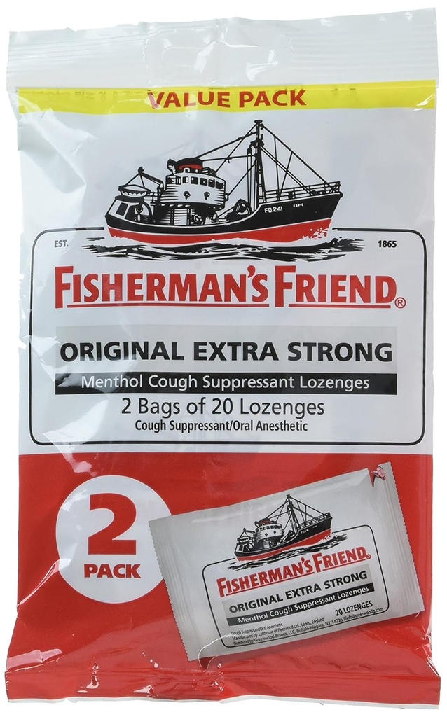 Prietenul lui Fisherman Original Extra Strong Tuse Suppressant Lozenges, 20 Conte (Pachet de 2)